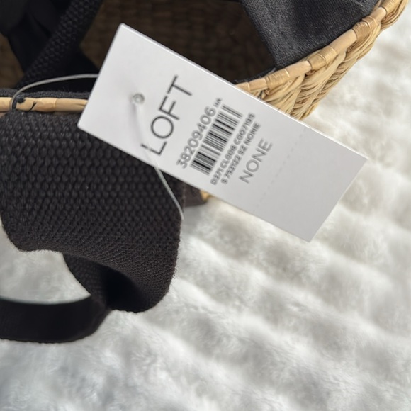 Loft  Brand new with Tags Black and straw Tote Bag with Woven Design - Picture 2 of 5